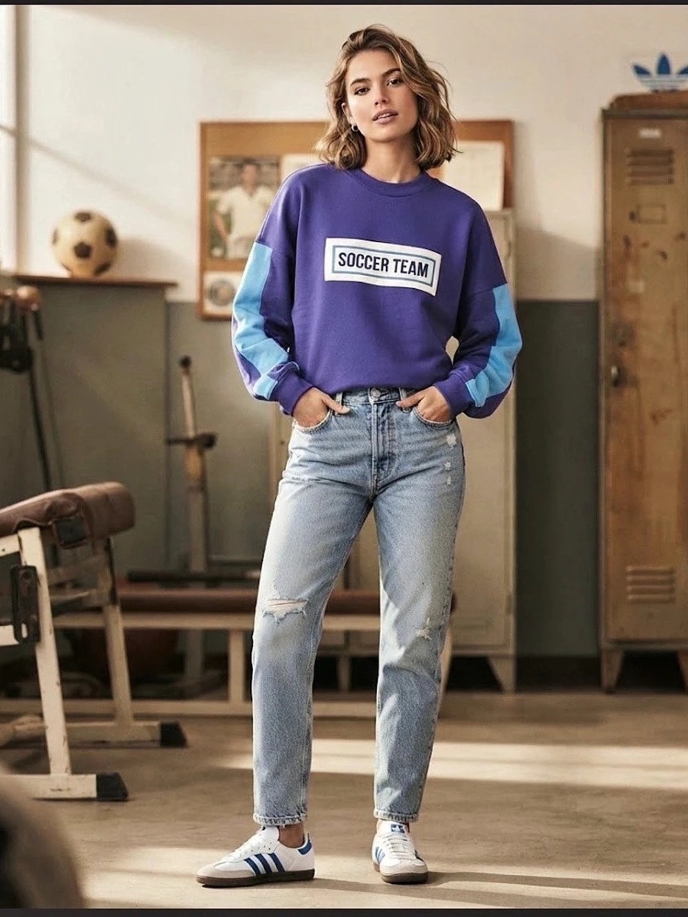 Adidas Originals 1990 Archive Series Soccer Team Crewneck Sweatshirt Women’s M